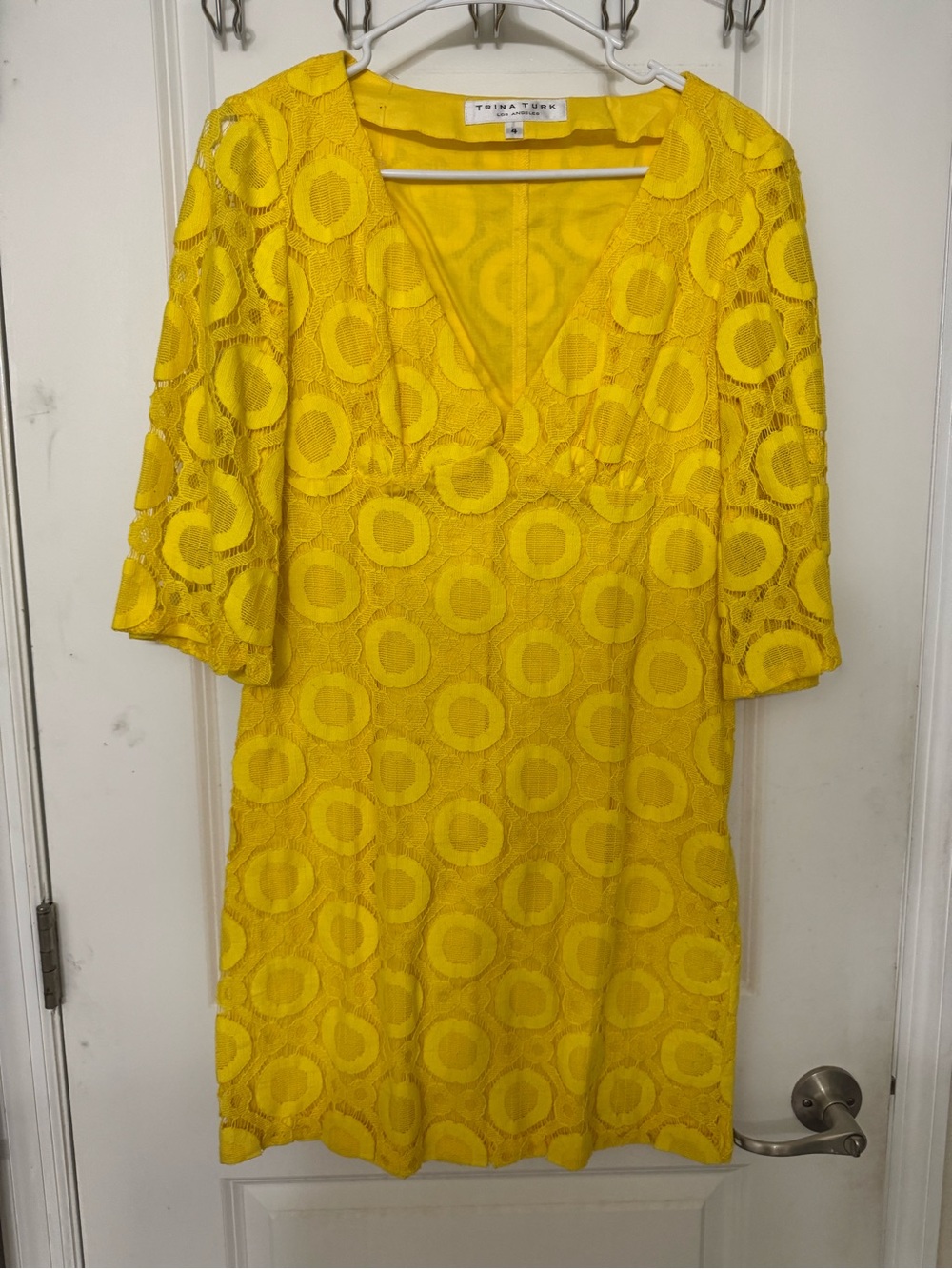 Trina Turk Bright Yellow Lace Mini Dress